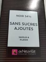 Mängden socker i Noir 54% sans sucres ajoutés