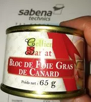 Mängden socker i Bloc foie gras de canard