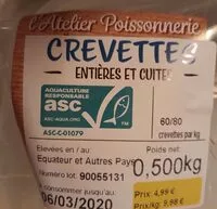 Mängden socker i Crevettes entières et cuites