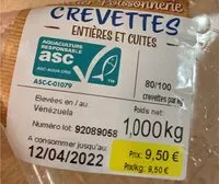 Mängden socker i Crevettes d’elevage