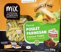 Mängden socker i Penne - poulet Parmesan & sauce pesto - petit brownie au chocolat