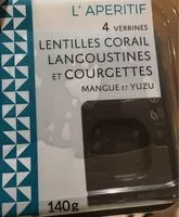 Mängden socker i Lentilles corail langoustines et courgettes