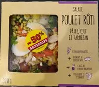 Mängden socker i Salade Poulet Rôti pâtes, oeuf et parmesan