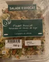 Mängden socker i Salade poulet avocat amandes fèves de soja