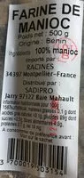 Mängden socker i Farine de manioc