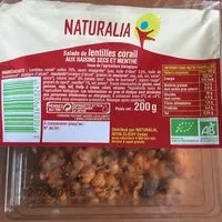 Mängden socker i Salade de Lentille Corail aux raisins secs et menthe