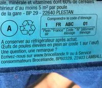 Mängden socker i 6 gros oeufs frais élevés en plein air