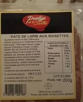Mängden socker i Paté de lapin aux noisettes