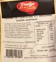 Mängden socker i Terrine de Campagne a l’Ancienne