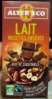 Mängden socker i Tablette de chocolat au lait et noisettes entières bio