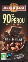Mängden socker i Chocolat noir Pérou 90%