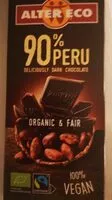 Mängden socker i Dark chocolate 90%peru