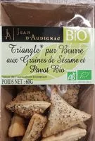 Mängden socker i Triangle pure beurre aux graines de sésame et pavot Bio