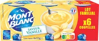 Mängden socker i MONT BLANC Crème dessert Coupelles Saveur Vanille 6x125g Format Familial