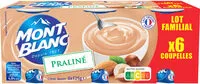 Mängden socker i MONT BLANC Crème dessert Coupelles Praliné 6x125g Format Familial