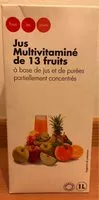 Mängden socker i Jus multifruits à base de jus et de purées de fruits concentrés