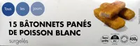 Mängden socker i 15 bâtonnets panés de poisson surgelés
