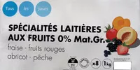 Mängden socker i Spécialités laitières aux fruits (0 % MG) Fraise, Fruits rouges, Abricot, Pêche (x 8)