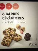 Mängden socker i Barres céréalières aux pépites de chocolat et à la cacahuète