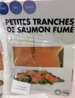 Mängden socker i Petites tranches de saumon atlantique d’élevage fumé, décongelé