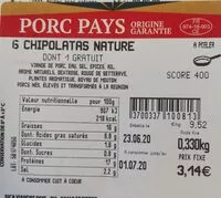 Mängden socker i Chipolatas nature Porcidou