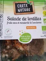 Mängden socker i Salade de lentilles fruits secs et moutarde a l'ancienne