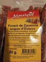 Mängden socker i Piment de cayenne langue d'oiseau