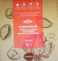 Mängden socker i Conchiglié (Pâtes) au saumon du Pacifique sur son lit d'épinards.