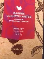 Mängden socker i Barre aux c?r?ales, amarante, cranberries et grenade