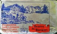 Mängden socker i Beurre de Baratte