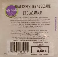 Mängden socker i Bowl crevettes au sésame et guacamole