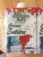 Mängden socker i Crème fluide entière