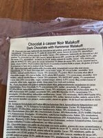 Mängden socker i Chocolat a casser noir malakoff