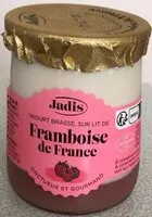 Mängden socker i Yaourt brassé sur lit framboise