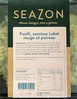 Mängden socker i Fusili, saucisse Label rouge et poireau
