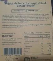 Mängden socker i Mijoté de haricots rouges bio & patate douce