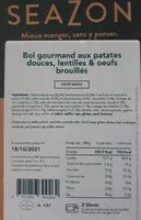 Mängden socker i Bol gourmand aux patates douces, lentilles & oeufs brouillés