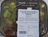 Mängden socker i Penne bio demi-complètes aux légumes & oeufs brouillés