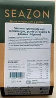 Mängden socker i Saumon, gremolata aux canneberges purée à oseille