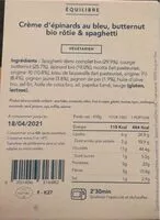 Mängden socker i Creme d’epinard au bleu, butternut bio rotie et spaghetti