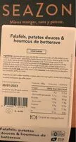 Mängden socker i Falafels, patates douces et houmous de betteraves