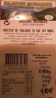 Mängden socker i Saucisses de Toulouse