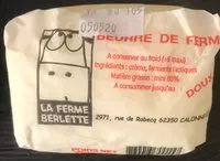 Mängden socker i Beurre de ferme doux