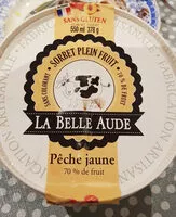 Mängden socker i Sorbet à la pêche jaune 70% de fruit LA BELLE AUDE, pot de