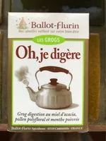 Mängden socker i Oh Je Digère ! Grog Miel Et Propolis Bio - 125G - Ballot-Flurin