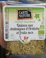 Mängden socker i Instant fraîcheur - Quinoa aux châtaignes d'Ardèche et fruits secs bio
