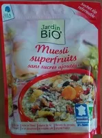 Mängden socker i Muesli superfruits sans sucres ajoutés