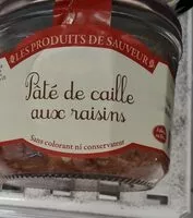 Mängden socker i Pâte de caille aux raisins