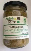 Mängden socker i Tartinade bio - Concassée d'olives vertes aux amandes