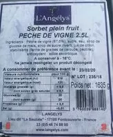Mängden socker i Sorbet plein fruit Pêche de vigne